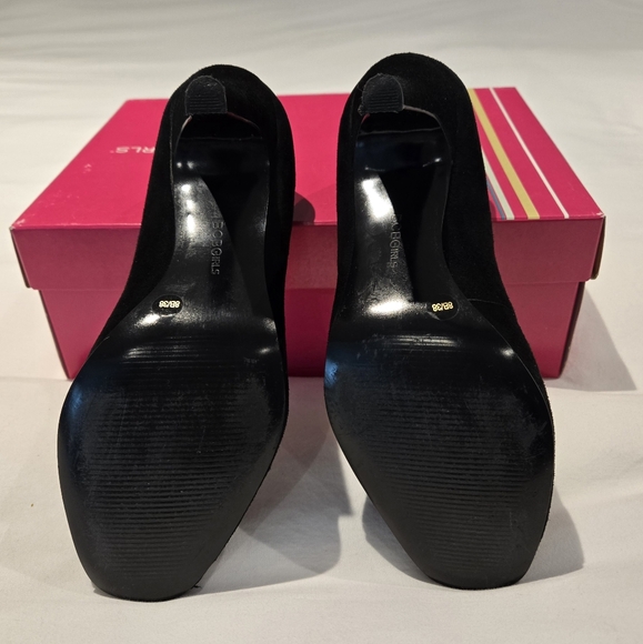 BCBG suede/velvet peep toe embellished pumps size 8M - Picture 2 of 5
